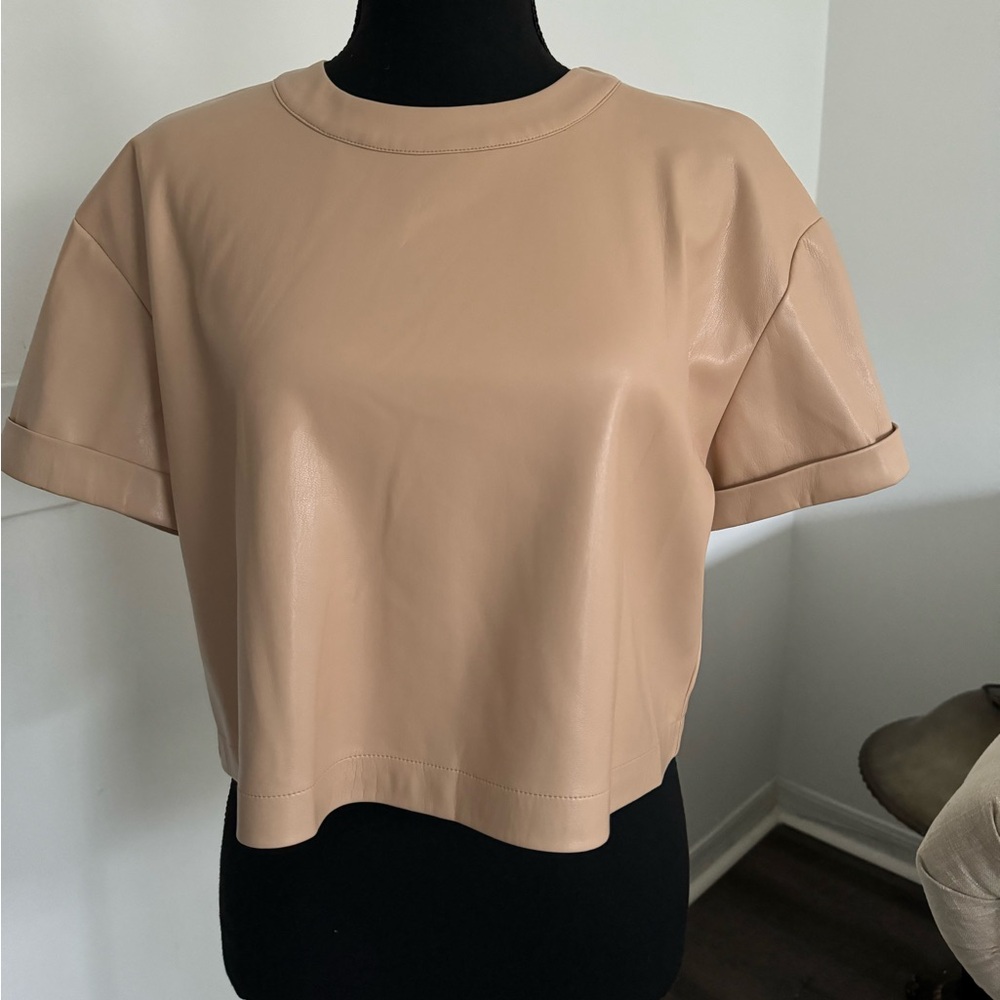 Alice and Olivia leather crop top